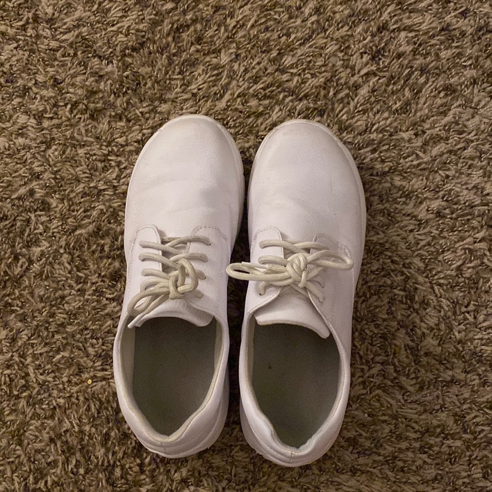 White leather nursing school shoes
